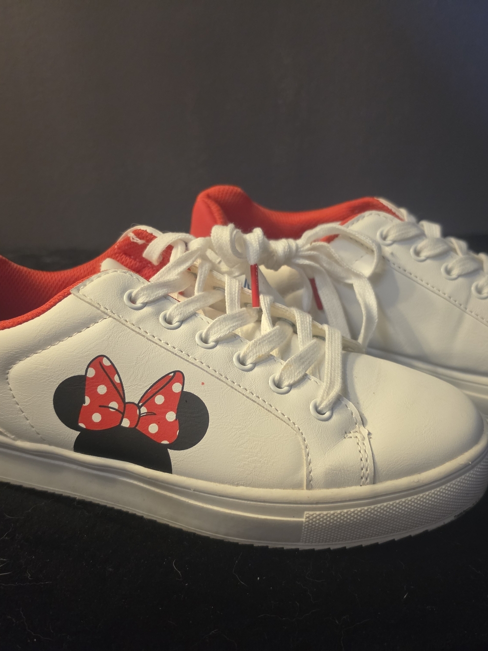 Aldi Exclusive Disney Minnie Mouse Court Sneakers White Red